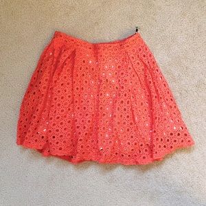 Lush boutique women’s coral lace flared mini skirt size small